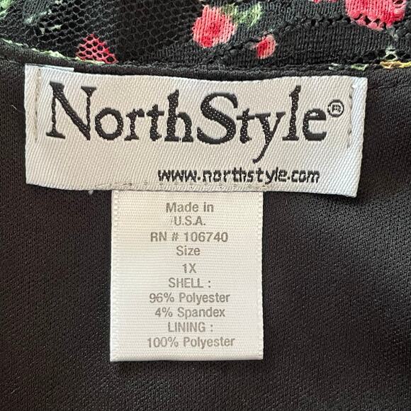 North Style Dark Floral Mesh Tiered Ruffled Blouse Size 1X Bohemian Romantic - Picture 6 of 7